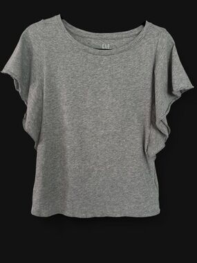 Gap Grey Ruffle Casual T Shirt Size XS Petite